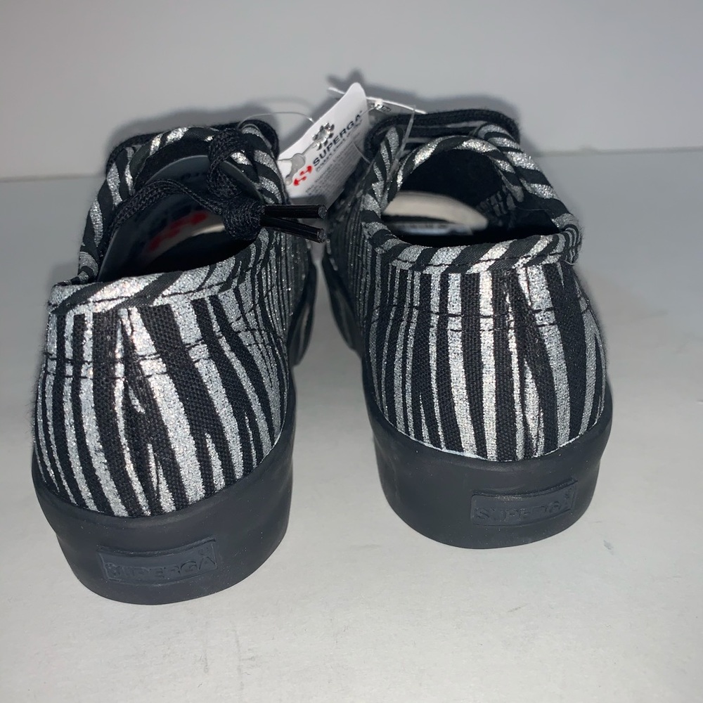 Superga Bambino Zebra Print Black Silver Sneaker - Picture 7 of 10